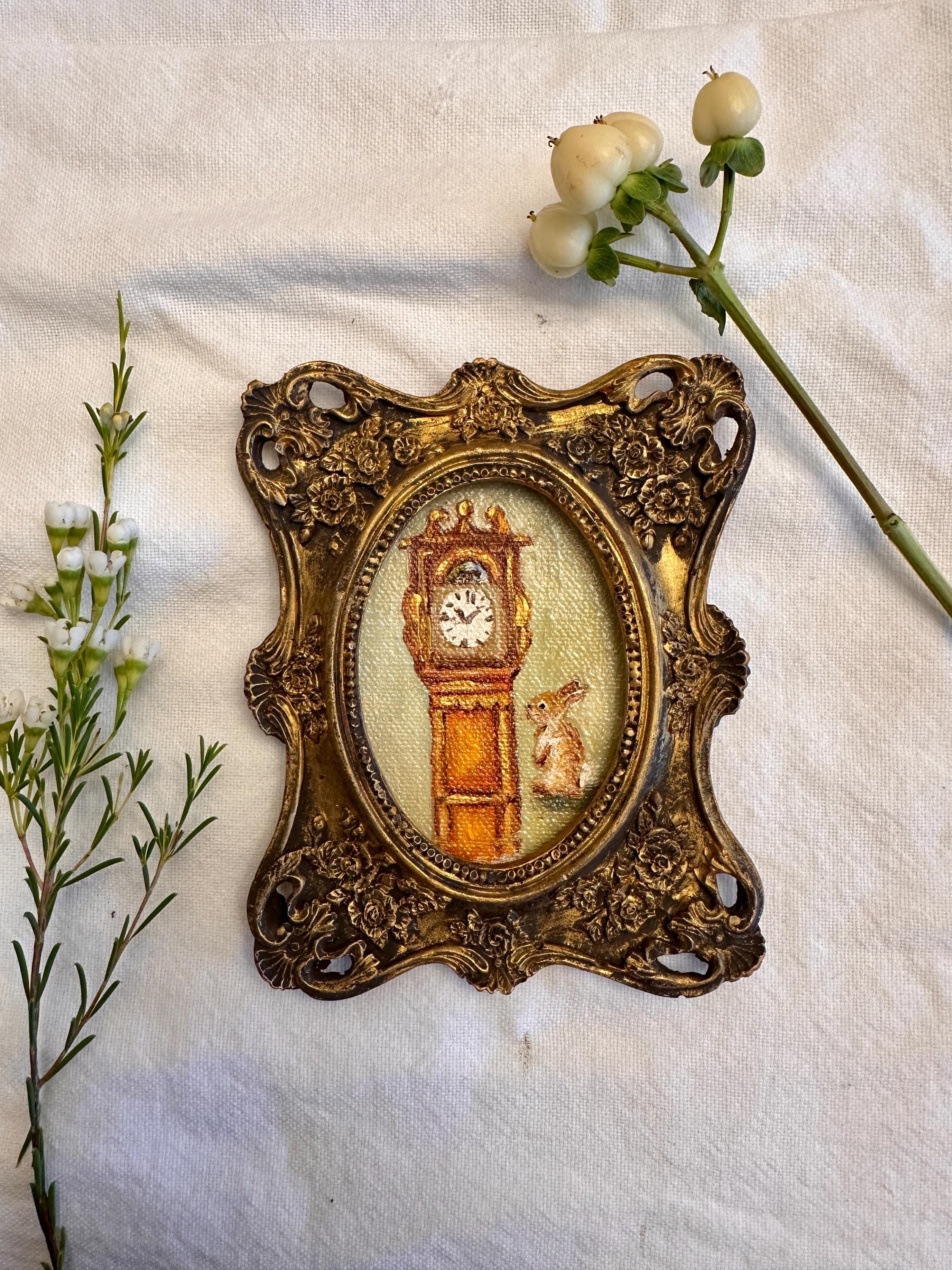 Whimsical Bunny Art in Baroque Frame - Unique Limited Edition Oil ...