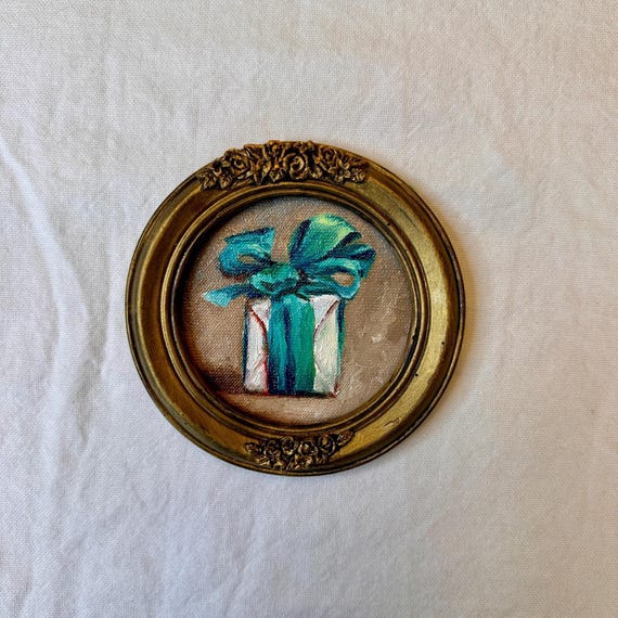 Framed Gift Oil Painting: Small Christmas Wall Art, Baroque Style