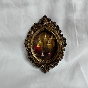 little Oil Painting | framed original painting | candle still life | Authentic Interior Art | Gallery Wall Art | Ornate Baroque Frame | Gift
