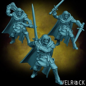 Male Rugged Half Elf Ranger with Assorted Weapons - Hero RPG - 28mm | 32mmMiniatures for Tabletop Gaming (DnD, D&D) by Velrock Art
