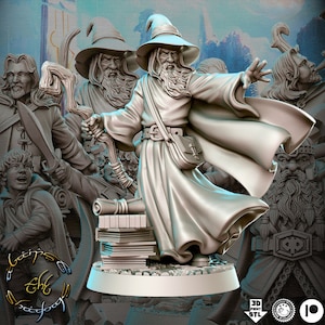 Amlund Maegon - Wizard - 32mm - 28mm Miniatures for Tabletop Gaming (DnD, D&D,  ) by RN Estudio