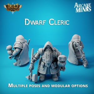 Dwarf Cleric - Dwarven - Male  32mm | 28mm 3d Printed Mini - Miniatures for Tabletop Gaming - Dragons  (DnD, D&D) by Arcane Minis