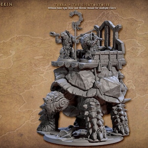 Terra the Gigatortoise - Giant Turtle Tortoise With Platform - 28mm printed Miniatures for Tabletop Gaming (DnD, D&D) by Artisan Guild