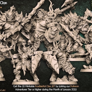 Orc Frost Barbarians - Frostmetal Clan - 28mm | 32mm Miniatures for Tabletop Gaming (DnD, D&D, ) by Artisan Guild