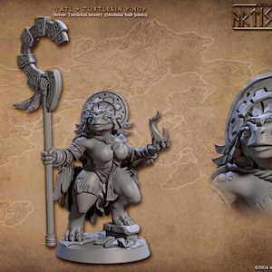 Yatl - Heroic Turtlekin Beauty - Jadeshell Turtlekin - Turtle Pinup- 28mm printed Miniatures for Tabletop Gaming (DnD, D&D) by Artisan Guild