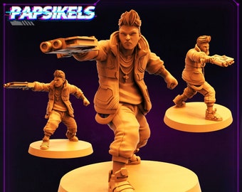 Dee Ramirez - Cyber Edgestrider Edgerunner - 28mm Miniatures for Tabletop Gaming (Starfinder, Cyberpunk RED, CP2020, Shadowrun) by Papsikels