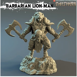 Lion Barbarian - DnD Hero - 28mm Dungeons and Dragons Miniatures - (DnD, D&D, Tabletop Miniature, Painting) by ClayCyanide