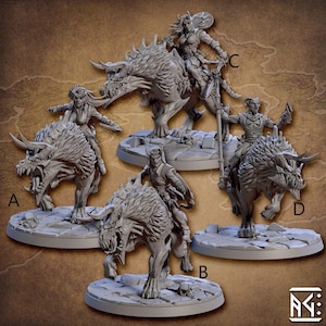 Baal&#39;s Demon Hound Riders - Half Demons on Beast - City of Intrigue - 28mm 32mm Miniatures for Tabletop Gaming (DnD, D&D) by Artisan Guild