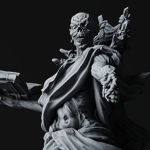 Vecna - Undead Lich Lord - Monster - Sorcerer Wizard Warlock - 28mm Miniatures for Tabletop Gaming - Dungeons DnD D&D - by Printed Obsesion