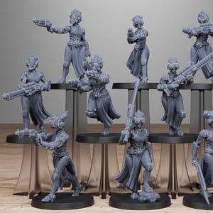 Scavenger Sisters Infantry Female Army - 28mm 32mm 3d printed War | Miniatures for Tabletop Gaming (DnD, D&D, Wargames) by StationForge