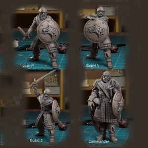 Northern Guards and Commander Troop - Sword and Shield - 28mm  32mm Miniatures for Dungeons and Dragons (DnD, D&D) by TytanTroll Miniatures