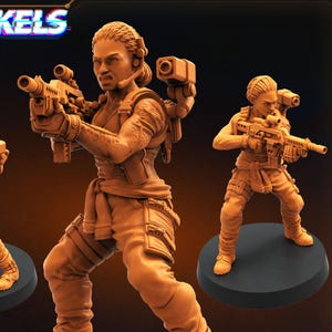 Human Colonial Marine Eula Hendricks - 28mm 32mm Miniatures for Tabletop Gaming (Starfinder, Cyberpunk RED, CP2020, Shadowrun) by Papsikels