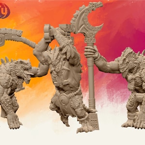 リザードマン クロコダイル ウォリアー - クロクシゴー - リザード ミニチュア - 卓上ゲーム用 28 mm ミニチュア (DnD、D&D、パスファインダー)、Artisan Guild 製