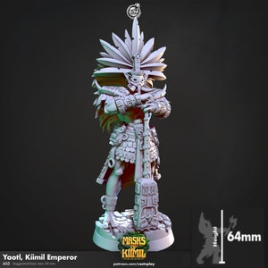 Yaotl - Kimil Emperor - Masks of Kiimil - Tribal - 28mm | Miniatures for Tabletop Gaming (DnD, D&D) by CastNPlay - Cast N Play