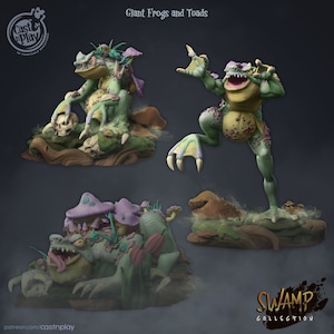 Ginat Toads - Swamp Frogs - Miniaturen van 28 mm of 32 mm voor gaming op tafel (DnD, D&D, ) van CastNPlay