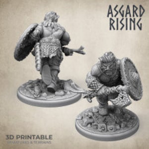 Viking Warrior Figure 9 cm  3.5 in tall 3D Printed Handpainted Axeman Berserk Huskarl Ragnar Warhammer free shipping