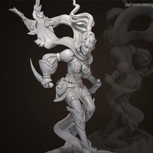 Forest Elf - Vrouwelijke druïde of schurk met messen - 28 mm | 32 mm-miniaturen voor Dungeons and Dragons (DnD, D&D) van Great Grimoire
