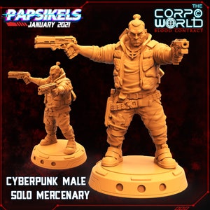 Solo Söldner - Cyberpunk Männlich - 28 mm | 32 mm Miniaturen für Tabletop Gaming (Starfinder, Cyberpunk RED, WE2020, Shadowrun) von Papsikels