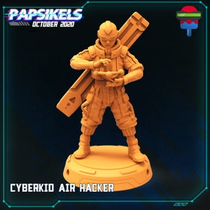 Cyberpunk Street Hacker Kid - Air Hacker - 28mm Miniatures for Tabletop Gaming (Starfinder, Cyberpunk RED, CP2020, Shadowrun) by Papsikels