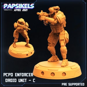 PCPD Enforce Droid Unit C -28mm 32mm Miniatures for Tabletop Gaming (Starfinder, Cyberpunk RED, CP2020, Shadowrun) by Papsikels
