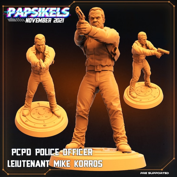 PCPD Police Officer Set - Detective - Cyberpunk Police - 28mm Miniatures Tabletop Gaming (Cyberpunk RED, CP2020, Shadowrun) by Papsikels