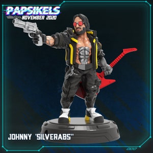 Cyberpunk NPC - Johnny Silverabs - 28mm Miniatures for Tabletop Gaming (Starfinder, Cyberpunk RED, CP2020, Shadowrun) by Papsikels