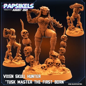 Vixen Skull Hunter - Tusk Master - Predator Beauty - 28mm Miniatures for Tabletop Gaming (Cyberpunk RED, CP2020, Shadowrun) by Papsikels