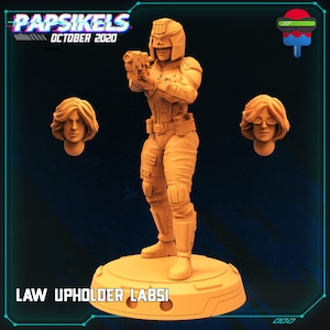 Cyberpunk Female Officer - Law upholder Labsi - 28mm Miniatures for Tabletop Gaming (Star Cyberpunk RED, CP2020, Shadowrun) by Papsikels
