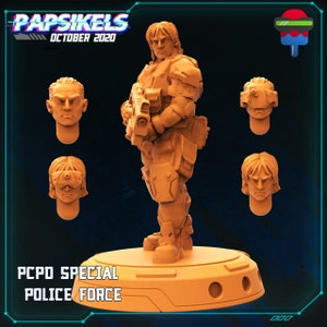 Cyberpunk Police - PCPD Officer - 28mm Miniatures for Tabletop Gaming (Starfinder, Cyberpunk RED, CP2020, Shadowrun) by Papsikels