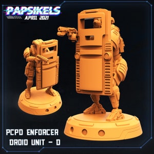 PCPD Enforce Droid Unit D - 28mm 32mm Miniatures for Tabletop Gaming (Starfinder, Cyberpunk RED, CP2020, Shadowrun) by Papsikels