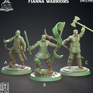 Fianna Warriors - Celtic Mythology - 28mm | Dungeons Miniatures - (DnD, D&D, Tabletop Miniature, Painting) by ClayCyanide
