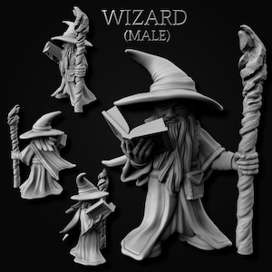 Male Gnome Wizard - Gnomish Adventurers - 32mm | 28mm Miniatures for Tabletop Gaming (DnD, D&D,  ) by Mini Forge