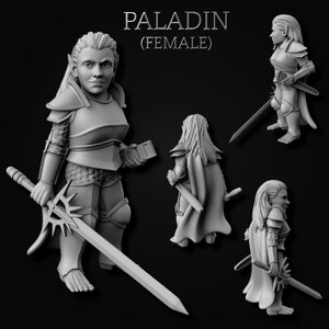 Female Gnome Paladin - Gnomish Adventurers - 32mm | 28mm Miniatures for Tabletop Gaming (DnD, D&D,  ) by Mini Forge