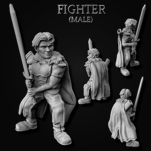 Male Gnome Fighter - Gnomish Adventurers - 32mm | 28mm Miniatures for Tabletop Gaming (DnD, D&D,  ) by Mini Forge