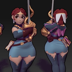 Kesselle the Blessed Duelist - Pinup Sexy - 28mm | 32mm 3d printed Miniatures for Dungeons and Dragons (DnD, D&D) by Twin Goddess Miniatures