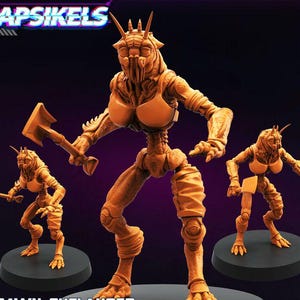 May include: Orange-tan Prawn Outlander Rebel Fighter 9 figurines. The figures are posed with weapons and stand on black bases. The image includes the text "Papsikels" and "July 2025 Release".
