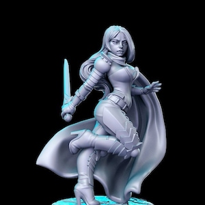 Female Assassin - Delia The Swift - Rogue - RPG 3d Printed - NPC Mini Fantasy | 28mm Miniatures for Tabletop Gaming (DnD, D&D) by RN Estudio