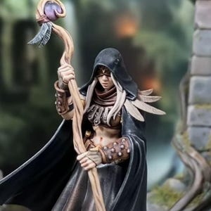 Orphale vrouwelijke menselijke helderziende - gesluierde zusterschapheks - 28 mm | 32 mm-miniaturen voor tabletop gaming (DnD, D&D, Wargame) van Artisan Guild