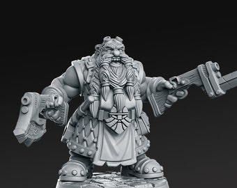 Grangir Thunderclap - Dwarf Gunner- 32mm - 28mm Miniatures for Tabletop Gaming (DnD, D&D,  ) by RN Estudio
