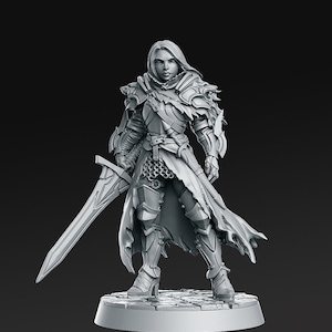 Lydia The Lioness - Swordswoman - 32mm - 28mm Miniatures for Tabletop Gaming (DnD, D&D,  ) by RN Estudio