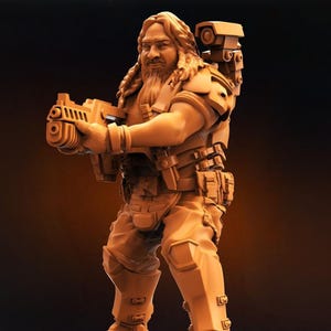 Human Colonial Marine Ben Olges - Miniatures for Tabletop Gaming (Blade, Cyberpunk RED, CP2020, Shadowrun) by Papsikels