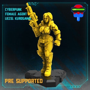 Cyberpunk Female Agent - Liezel Kurosawa - 28mm Miniatures for Tabletop Gaming (Starfinder, Cyberpunk RED, CP2020, Shadowrun) by Papsikels