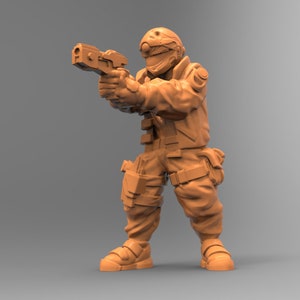 Cyberpunk NPC - TraumaTeam Male Shooting - 28mm Miniatures for Tabletop Gaming (Starfinder, Cyberpunk RED, CP2020, Shadowrun) by Papsikels