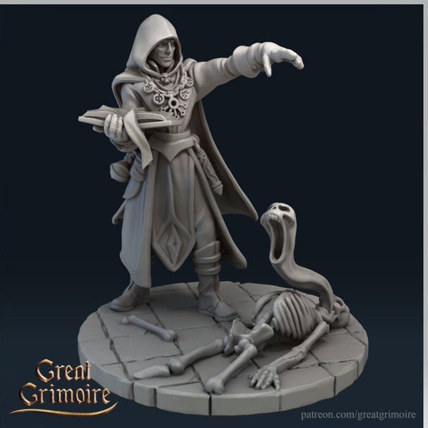 Male Necromancer - Horror Miniature - Fairytale - 28mm Miniatures for Tabletop Gaming (DnD, D&D,  ) by Great Grimoire