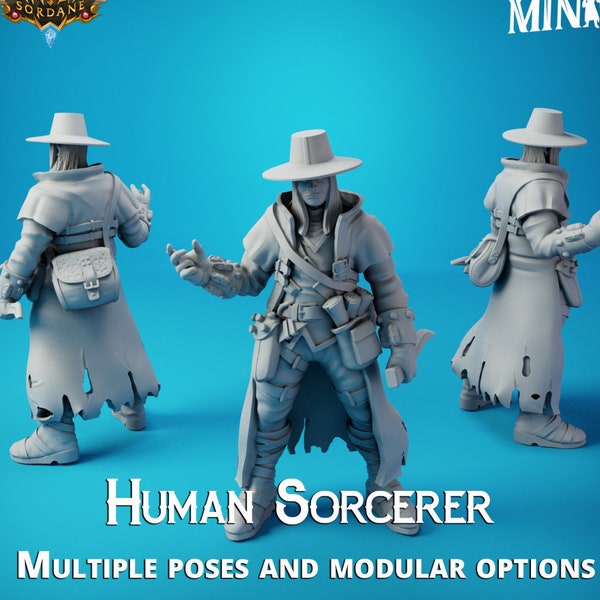 Human Sorcerer - Male Steampunk - Carren Pirates - 32mm | 28mm Miniatures for Tabletop Gaming (DnD, D&D) by Arcane Minis