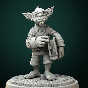Goblin Librarian NPC - Gobbo - 3d printed 28mm | 32mm Miniatures for Tabletop Gaming (DnD, D&D) by White Werewolf Tavern