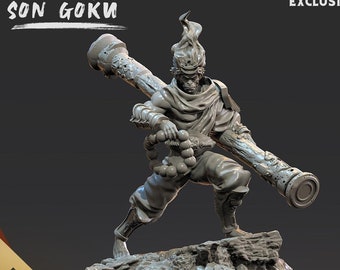 Son Goku - Japanse godheid - God - gamingminiaturen op tafel (DnD, D&D, miniatuur op tafel, schilderij) door ClayCyanide