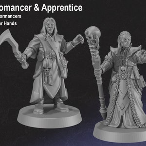 Necromancer and Apprentice - Evil Wizard - 28mm Tabletop Gaming Miniatures for Tabletop Gaming (DnD,) by MonstrousEncounters