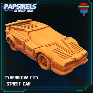 Cyberpunk Car - Cyberglow Streetcar - 28mm Miniatures for Tabletop Gaming (Starfinder, Cyberpunk RED, CP2020, Shadowrun) by Papsikels