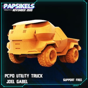 Cyberpunk Car - PCPD Utility Truck - 28mm Miniatures for Tabletop Gaming (Starfinder, Cyberpunk RED, CP2020, Shadowrun) by Papsikels